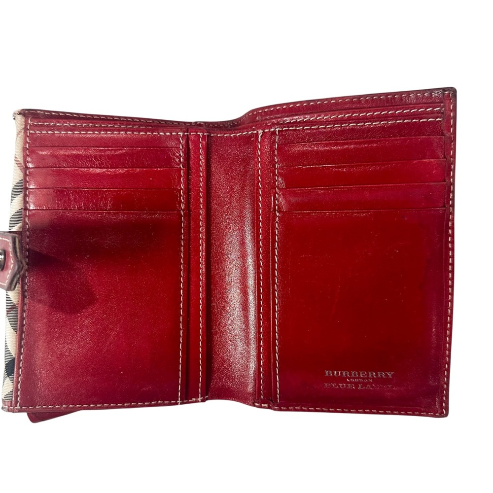 Burberry London Nova Check Red Leather Snap Wallet - Picture 4 of 8